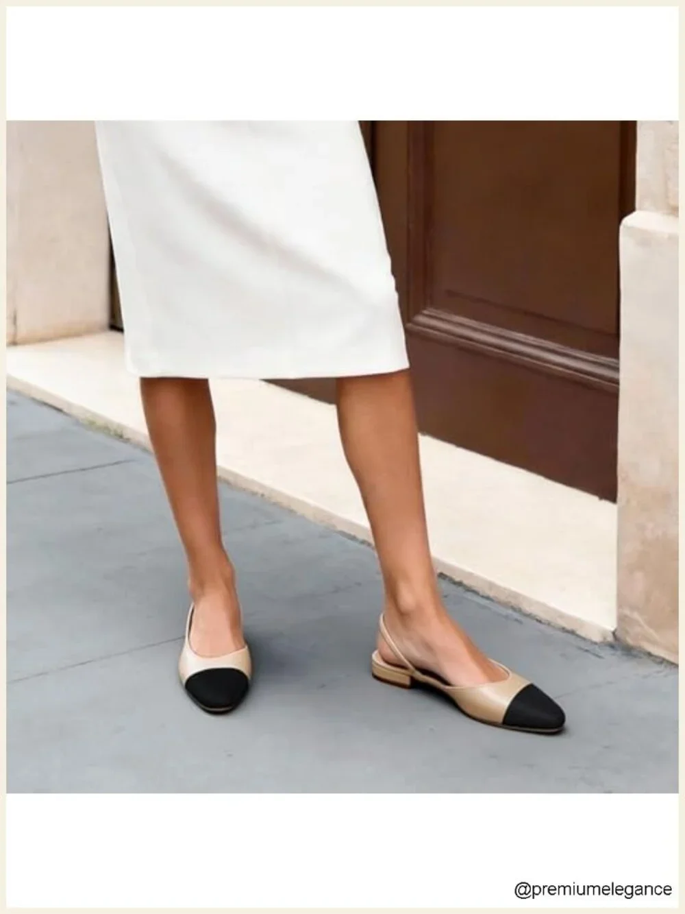 Faux Leather Slingback Ballet Flats Low Heel Dress Shoes